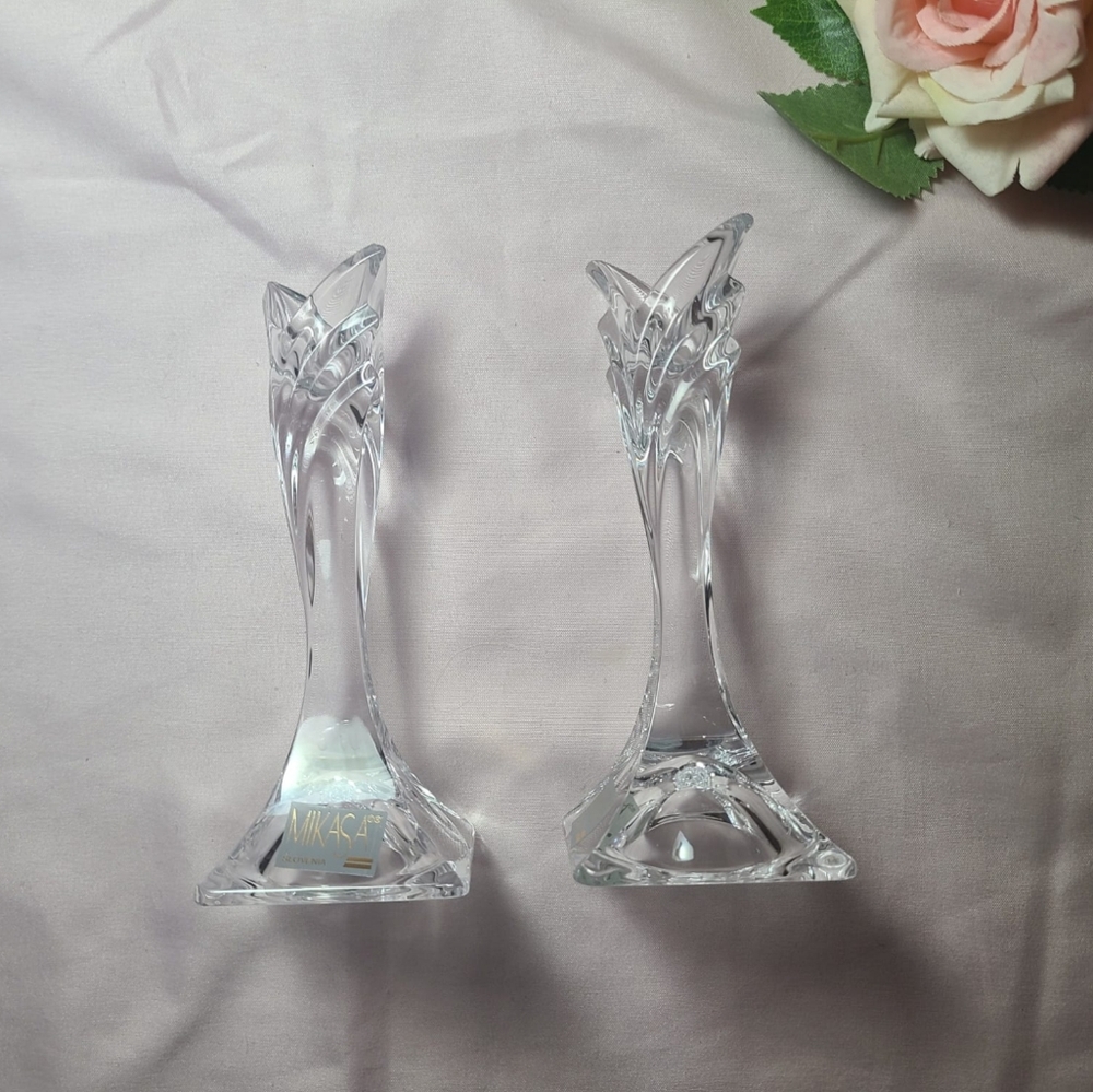 NWOT Mikasa Glass Candle Holders 🕯️🌴
